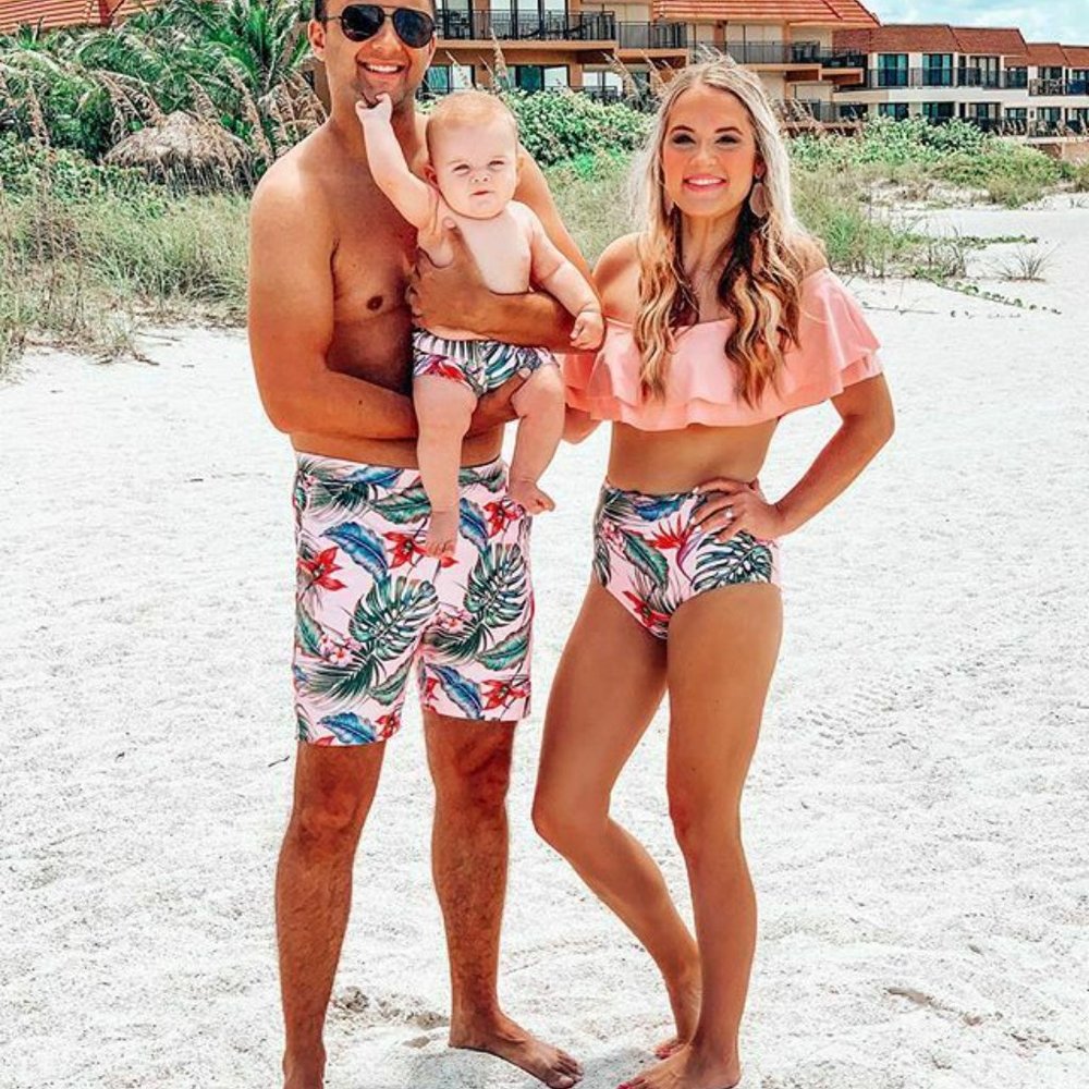 Mommy and Me Pink Ruffle Bikini Set